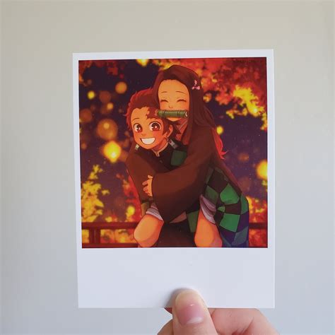 Demon Slayer Tanjiro And Nezuko X Polaroid Art Print Wall Decor