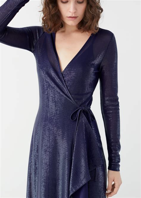 Metallic Midi Wrap Dress