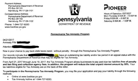 PA Tax Amnesty Letters Confuse PA Business Owners Franty Co