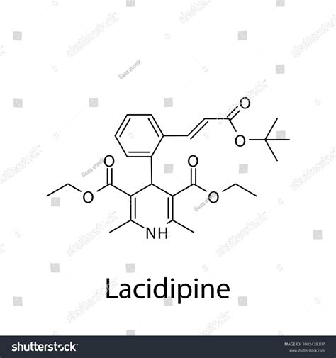 Lacidipine Molecular Structure Flat Skeletal Chemical Stock Vector