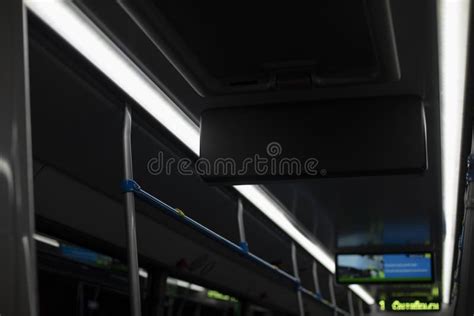 Interior of bus. Night bus stock image. Image of ontario - 266002999