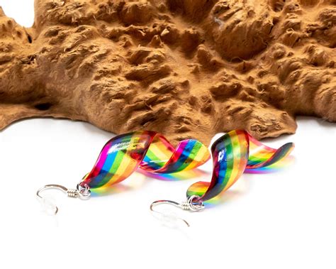 Rainbow Spiral Gay Pride Earrings Rainbow LGBTQ Earrings Lesbian Pride Rainbow Earrings