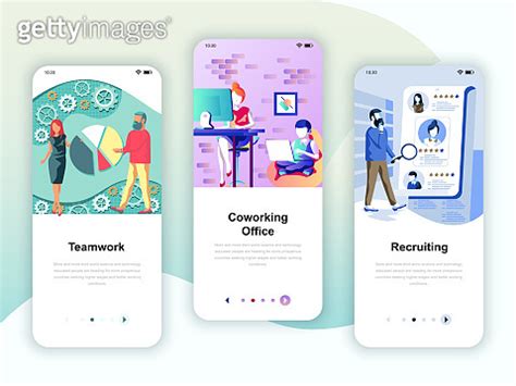 Set Of Onboarding Screens User Interface Kit For Teamwork Coworking