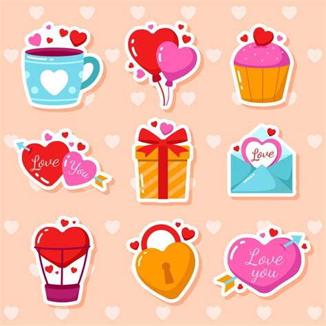 Valentines Day Cute Stickers 15552206 Vector Art at Vecteezy