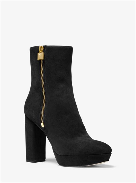 Michael Kors Suede Frenchie Platform Bootie In Black Suede Black