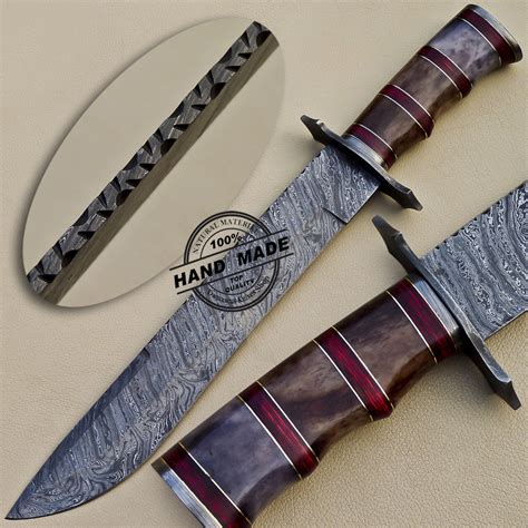 Damascus Bowie Knife Custom Handmade Damascus Steel Hunting