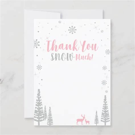 Pink Silver Winter Wonderland Thank You Card Zazzle