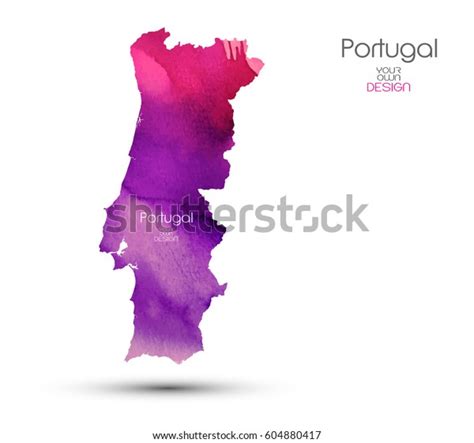 Watercolor Texture Map Design Portugal Stock Vector Royalty Free 604880417 Shutterstock