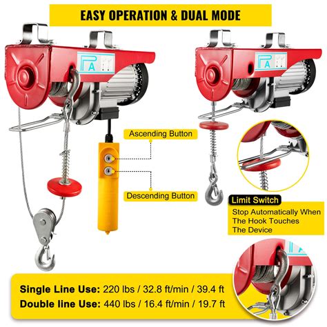 Vevor Treuil A Cable Electrique Kg Palan Electrique Avec