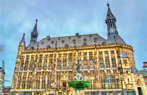 Aachener Rathaus The Town Hall Of Aachen Built In The Gothic Style