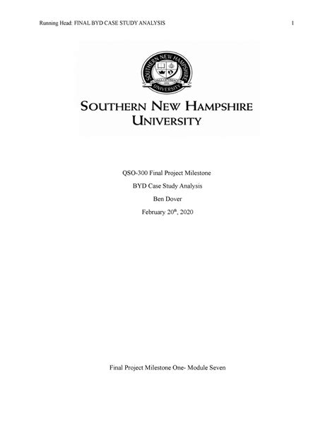 Qso End Of Course Final Project Running Head Final Byd Case