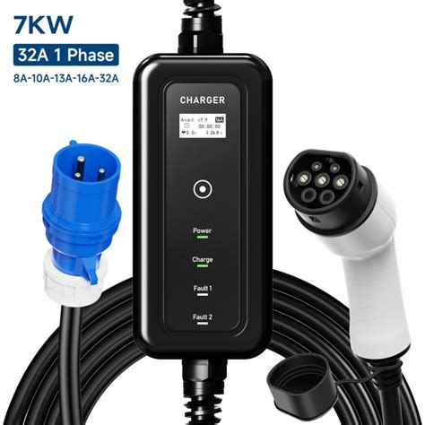 Kw A Phase Portable Ev Charger Type Iec Evse Fast Charging