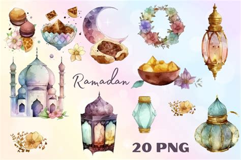 Ramadan Sublimation Watercolor Clipart Graphic By Lelix Art Creative