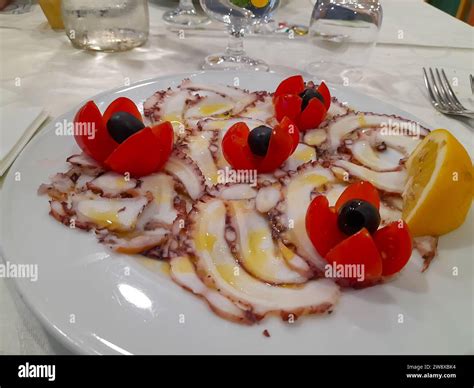 Italian Style Octopus Carpaccio Involves Thin Slices Of Cooked Octopus