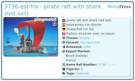 Playmobil Set Est Fra Pirate Raft With Shark Red Sail