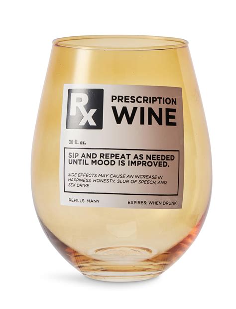 Rx Prescription 30 Oz Stemless Wine Glass