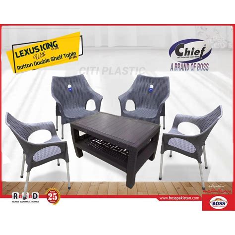 Set Of 4 Rattan Plastic Chairs And Plastic Table - Dark Grey Price in ...