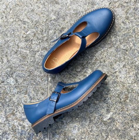 Women Navy Blue Leather Mary Janes Shoes Handmade Mary Jane Etsy