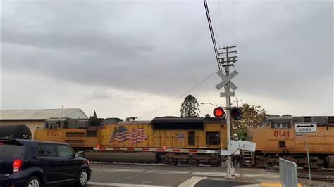 UP 8161 Manifest Train With Mid DPUs South E Lindsay Street Railroad