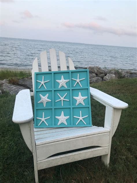 XL Beach Coastal Starfish Tic Tac Toe Nautical Game Ocean Etsy