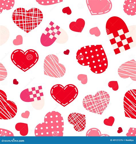 Seamless Pattern With Valentine S Day Hearts Vector Illustration