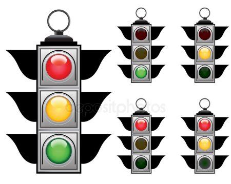 Set Of Traffic Lights Isolated On White Background Stock Vector Image