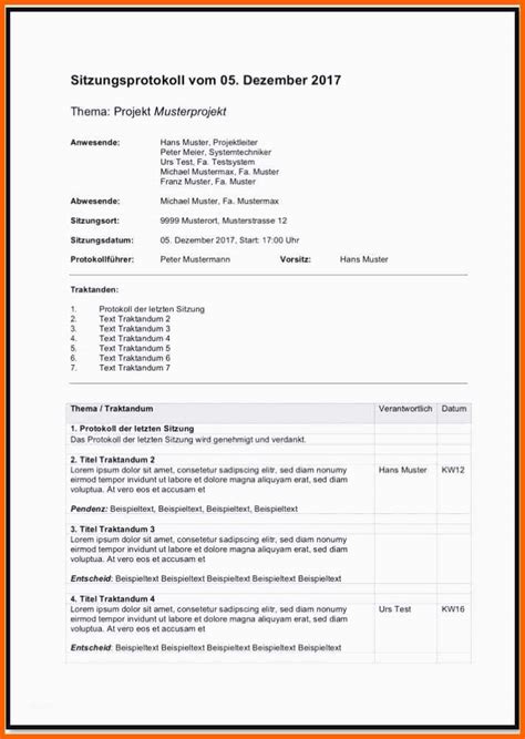 Unvergleichlich Schön Protokoll Muster Kostenlos Vorlagen 78698