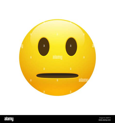 Vector Emoji Yellow Neutral Face With Opened Eyes And Mouth On White