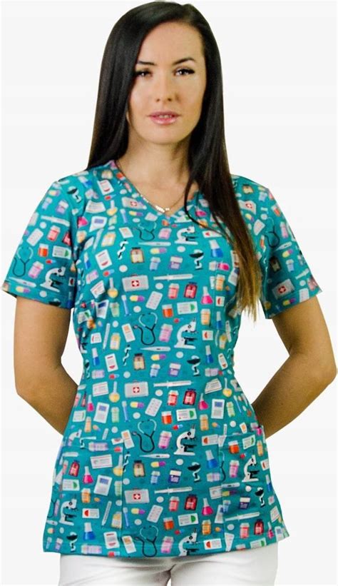 Jullita Fashion Med Bluza Medyczna Scrubs We Wzorki Farmakologia Xl