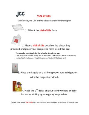 Fillable Online VIAL OF LIFE INSTRUCTION SHEET Docx Fax Email Print