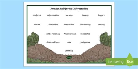 Deforestation Word Bank Word Mat Lehrer Gemacht Twinkl Worksheets