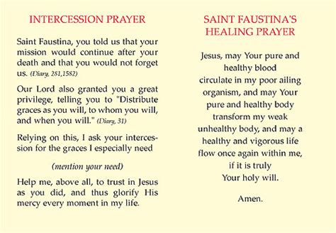 Prayer Cards St Faustina Intercede For Me 25 Cards