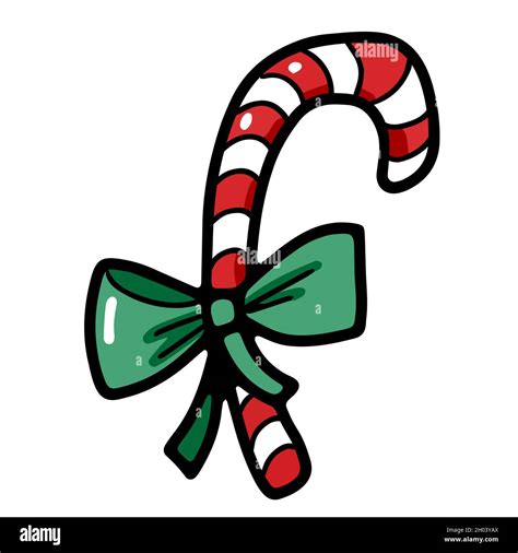 Cute Sweet Christmas Candy Cane With Ribbon Stock Vector Image And Art