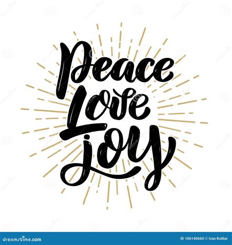 Peace Love Joy Hand Drawn Motivation Lettering Quote Design Element