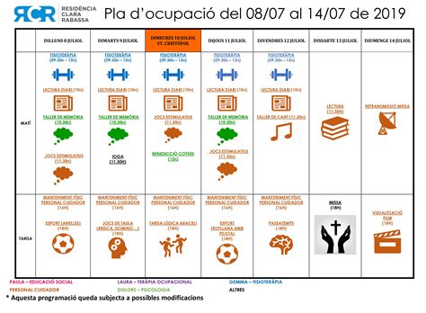 Planning Setmanal Archives P Gina De Resid Ncia Clara Rabassa