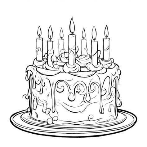 Download Birthday Cake Coloring Image with Candles and Icing Coloring ...