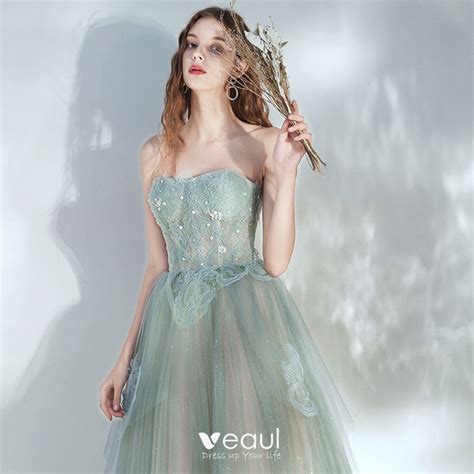 Elegant Sage Green Prom Dresses A Line Princess Sweetheart