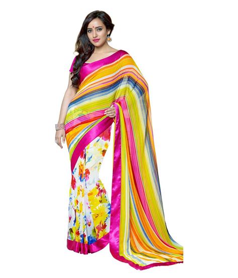 Rajesh Silk Mills Multicoloured Chiffon Saree Buy Rajesh Silk Mills