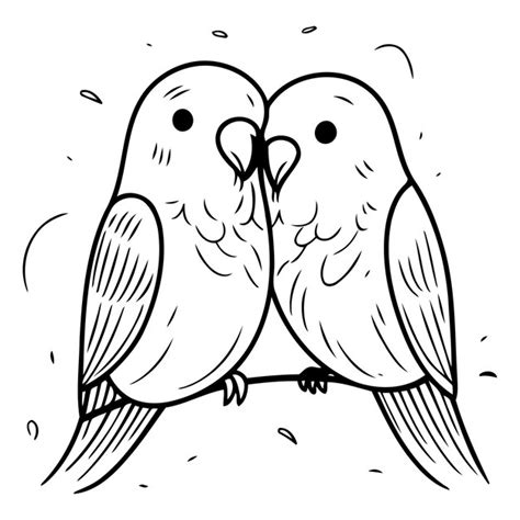 Couple Of Lovebirds Vector Illustration In Doodle Style Premium AI