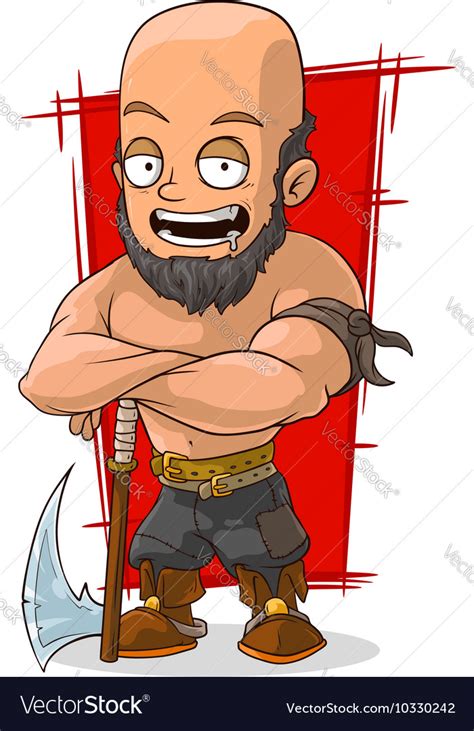 Cartoon Big Executioner With Axe Royalty Free Vector Image