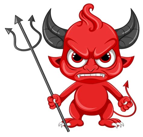 Personaje De Dibujos Animados De Diablo Enojado Vector Premium