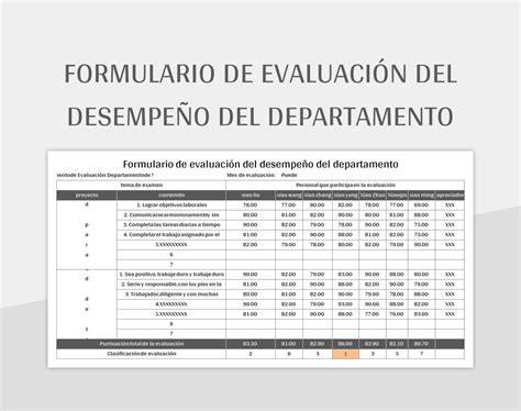 Plantilla de Excel Formulario De Evaluación Del Desempeño Del