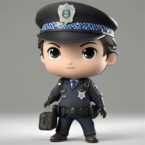 Un Chico De Personaje De Dibujos Animados De Hombre Policía Lindo