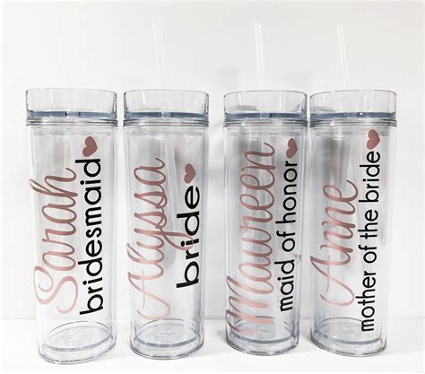 6 Personalized Bridesmaid Tumblers Wedding Party Tumblers Etsy