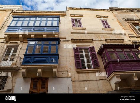 Street View Of Valletta Old Town Buildings Stock Photo Alamy