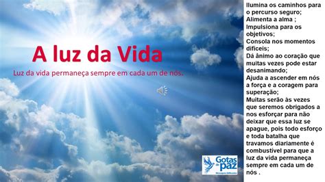 A LUZ DA VIDA Áudio GotasdePaz Mensagens Edificantes YouTube