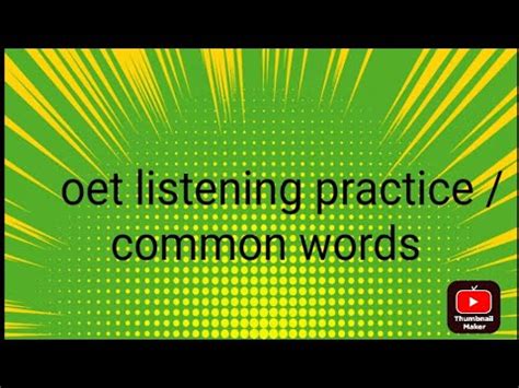 Oet Listening Practice Common Words High Score In Part A YouTube