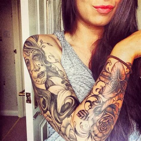 Girly Tattoo Sleeve Ideas For Women