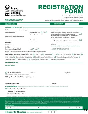 Fillable Online Cpd Rvc Ac Registration Form For E Cpd Courses And