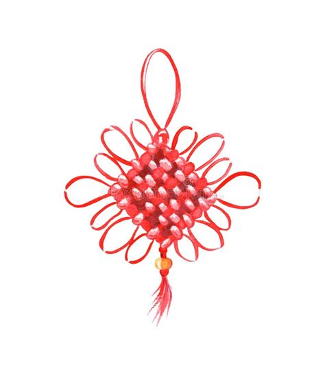 Red Knot With Tassel Top View Photo Chinese Holiday Symbol Red Silk Knot Isolated Chinese